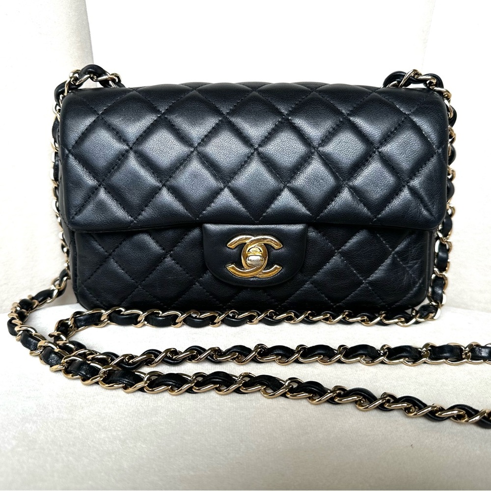 SOLD Chanel Mini Rectangle Black Microchipped Flap Purse